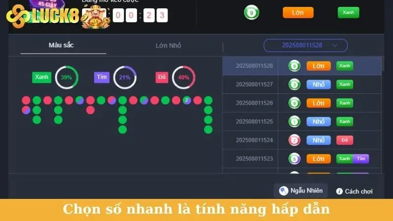 Chọn số nhanh là tính năng hấp dẫn