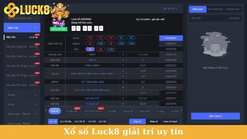 Xổ số Luck8 giải trí uy tín